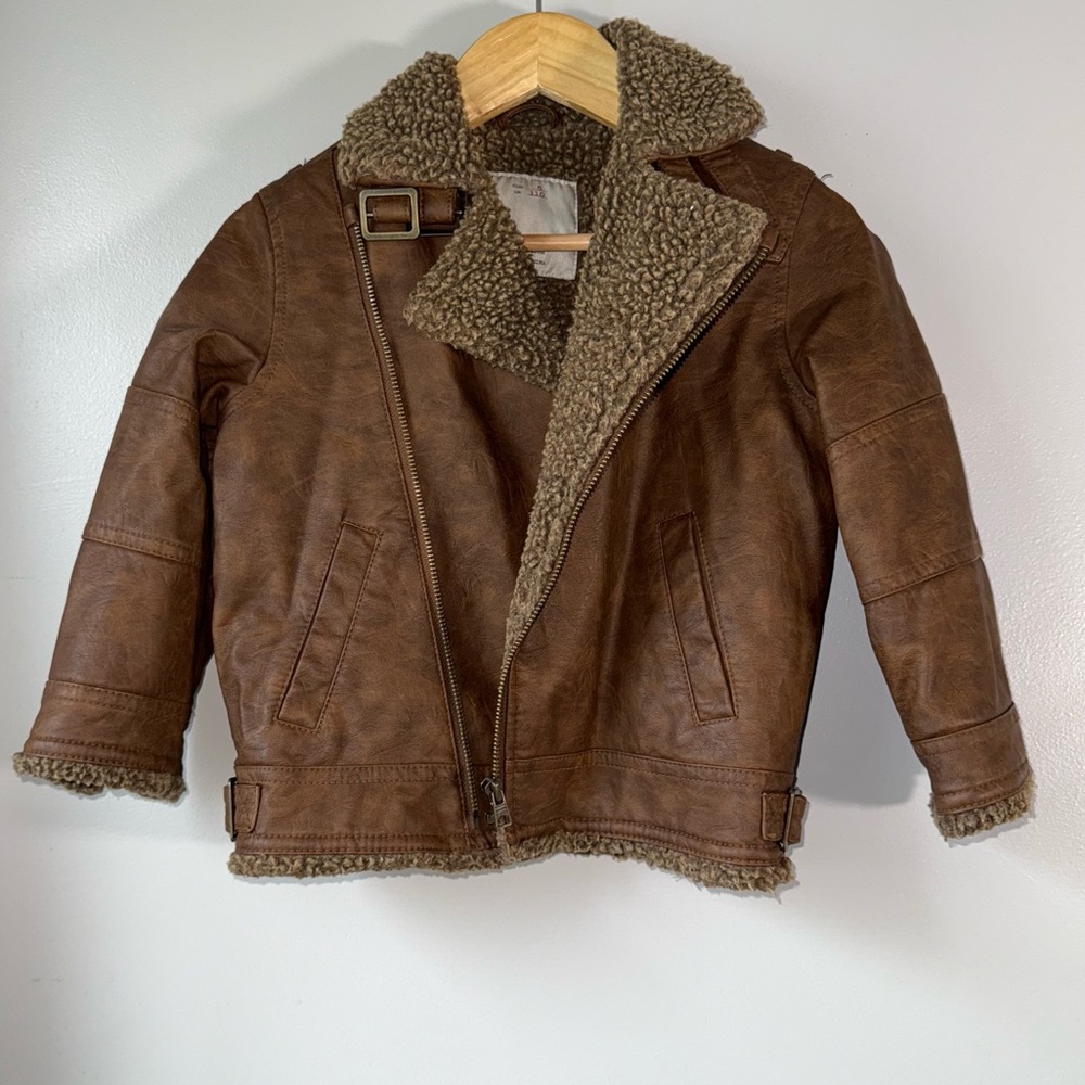 Zara Brown Kids Jacket with Shearling Collar